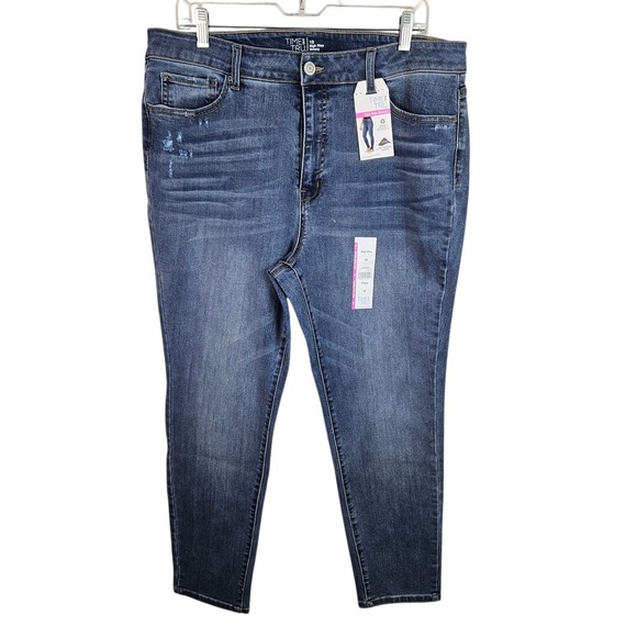 Time and Tru High Rise Skinny Jeans Size 18 Distressed Wash Denim - Picture 1 of 12